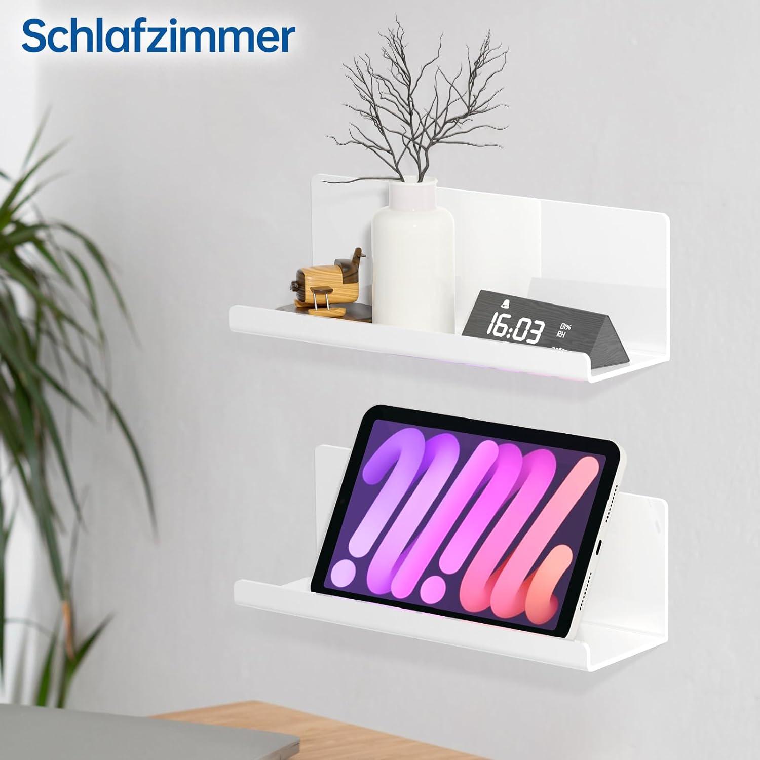 Klebe Wandregal Acryl 30cm Weiß 2 Stück - Multifunktional Bad Küche