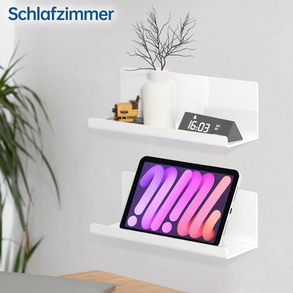 Klebe Wandregal Acryl 30cm Weiß 2 Stück - Multifunktional Bad Küche