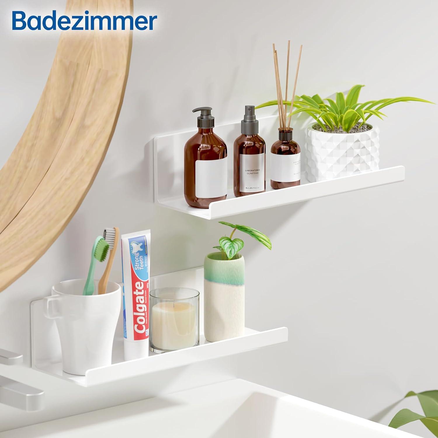 Wandregal Acryl Weiß 30cm 2er Set Klebe Schweberegal Bad Shelf
