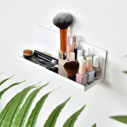 Wandregal Acryl Weiß 30cm 2er Set Klebe Schweberegal Bad Shelf