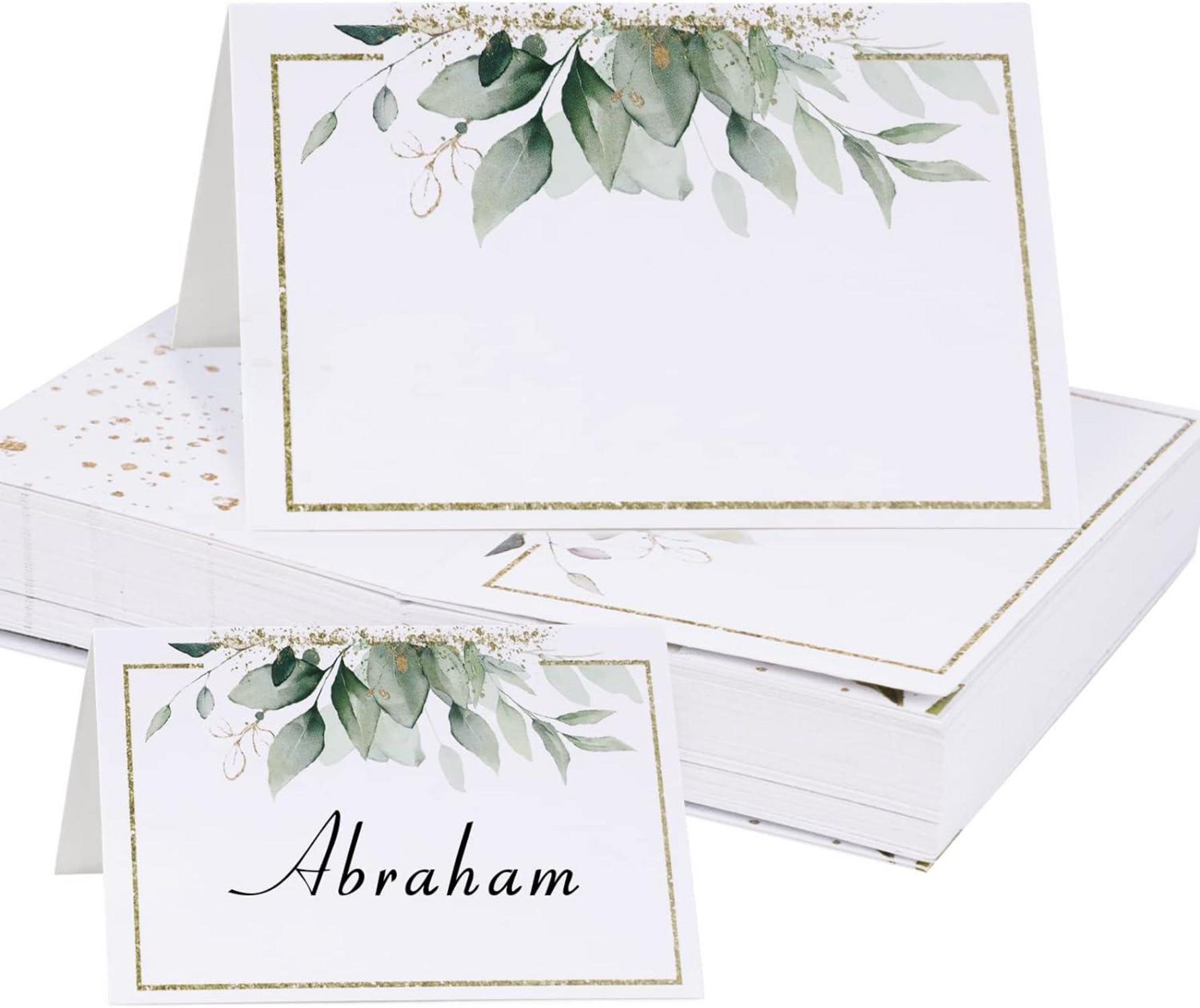 50 Stück Hochzeit Tischkarten Elegantes Design Platzkarten Green Blatt