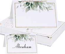 50 Stück Hochzeit Tischkarten Elegantes Design Platzkarten Green Blatt