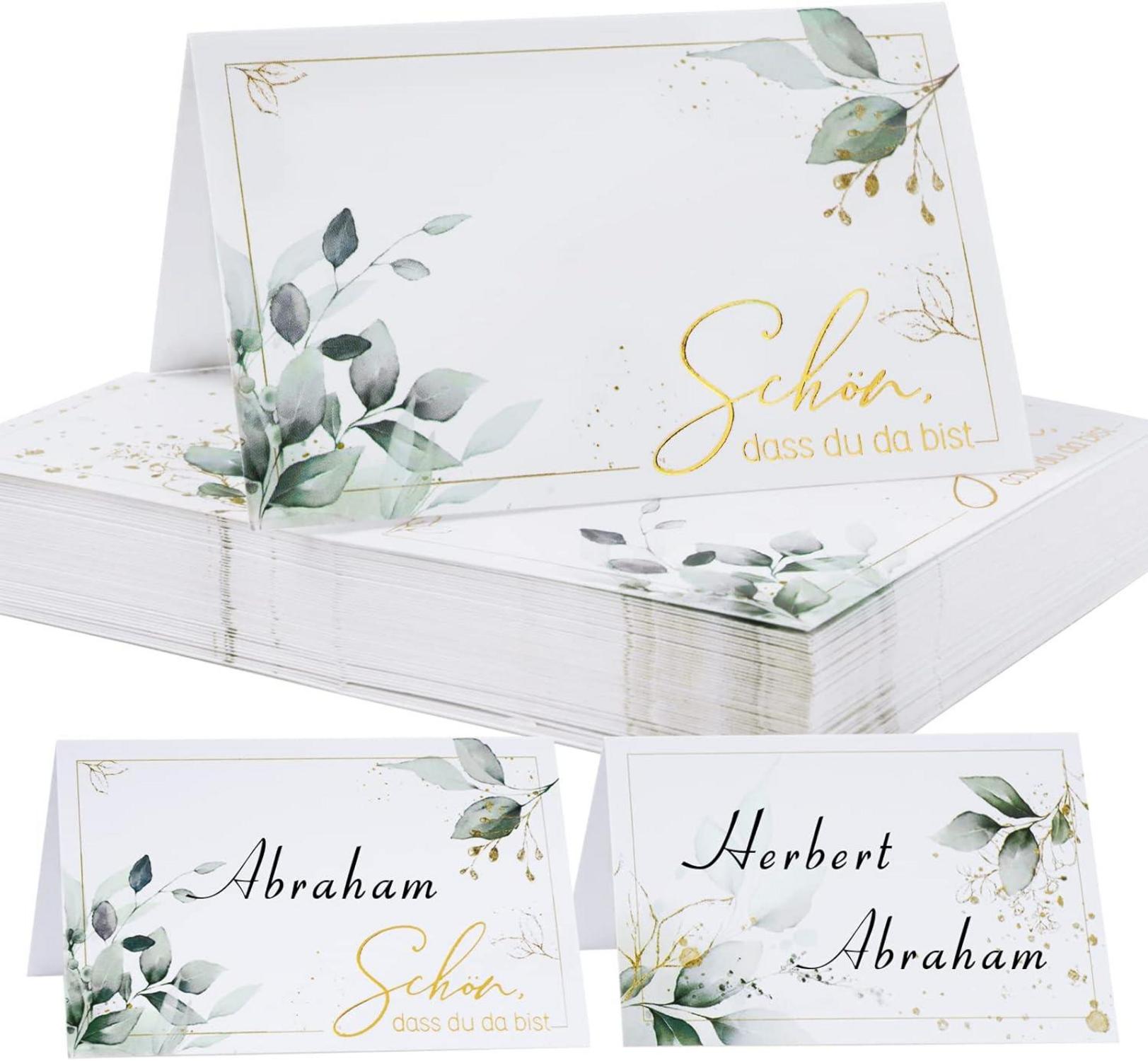 50 Stück Elegante Tischkarten Schön du da bist Platzkarten Papier