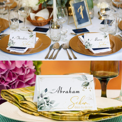 50er Packung Elegante Tischkarten Schön dass du da bist Hochzeit Taufe