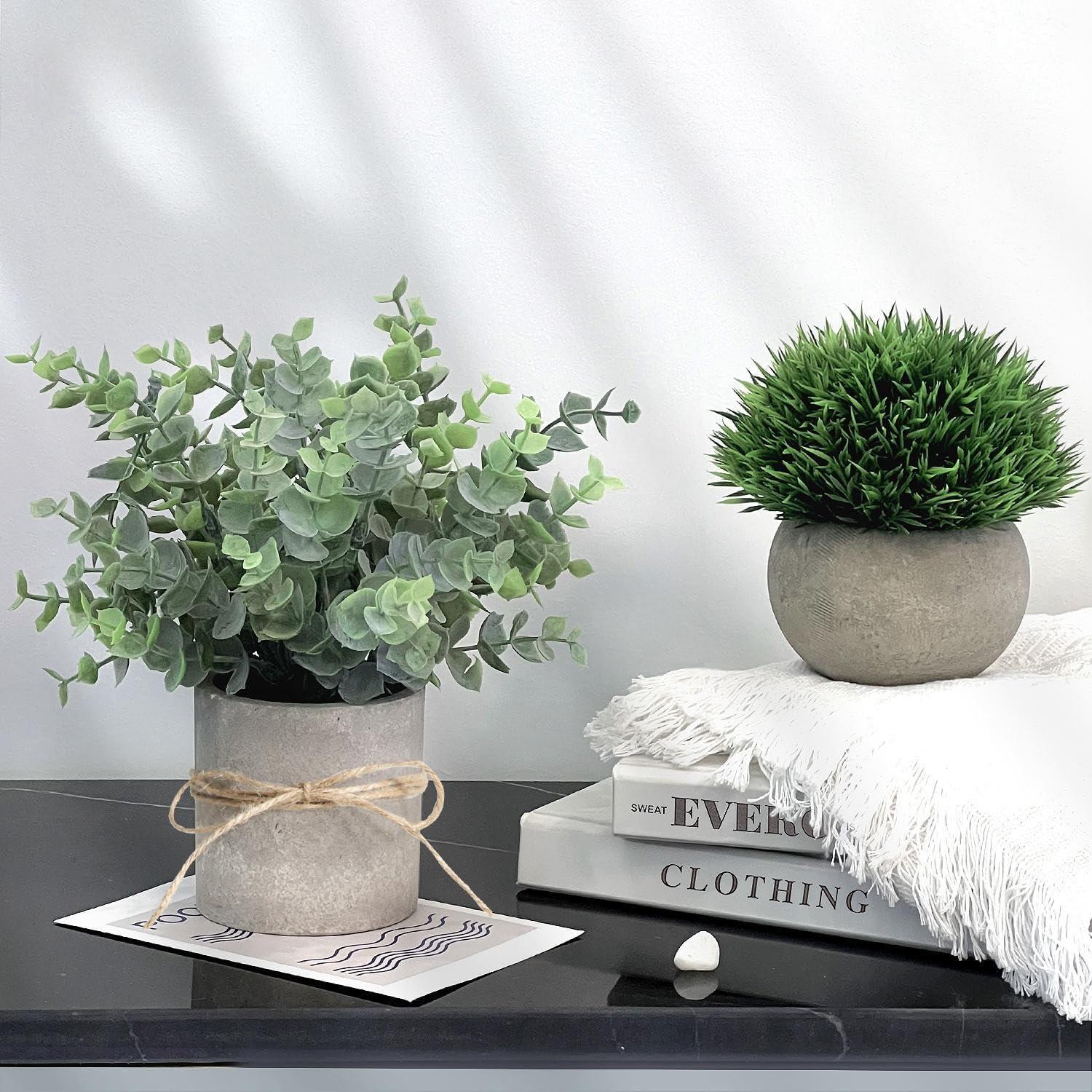 Künstliche Pflanzen Eukalyptus 4er Set Plastik Innen Deko