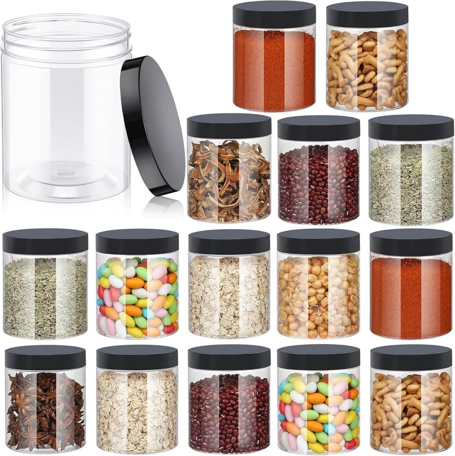Vorratsdosen Set 16-teilig 500ml Luftdicht Schwarz Transparent