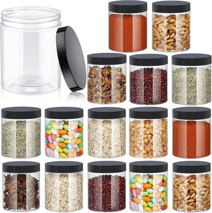 Vorratsdosen Set 16-teilig 500ml Luftdicht Schwarz Transparent