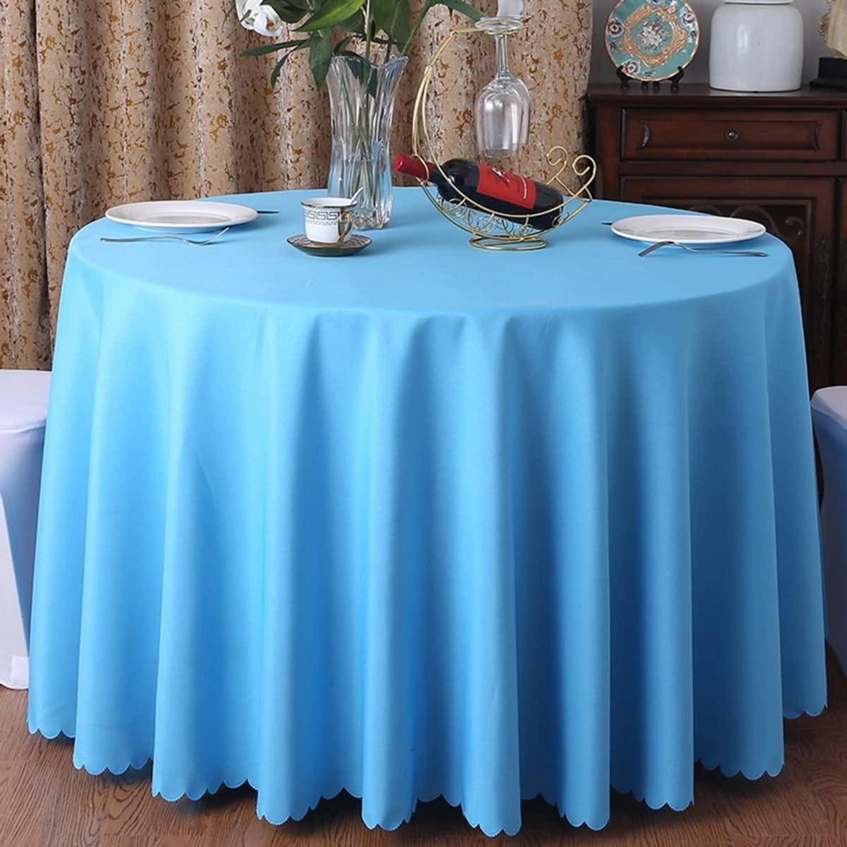 Runde Tischdecke Blau 360cm – Küchentisch, Couchtisch, Party