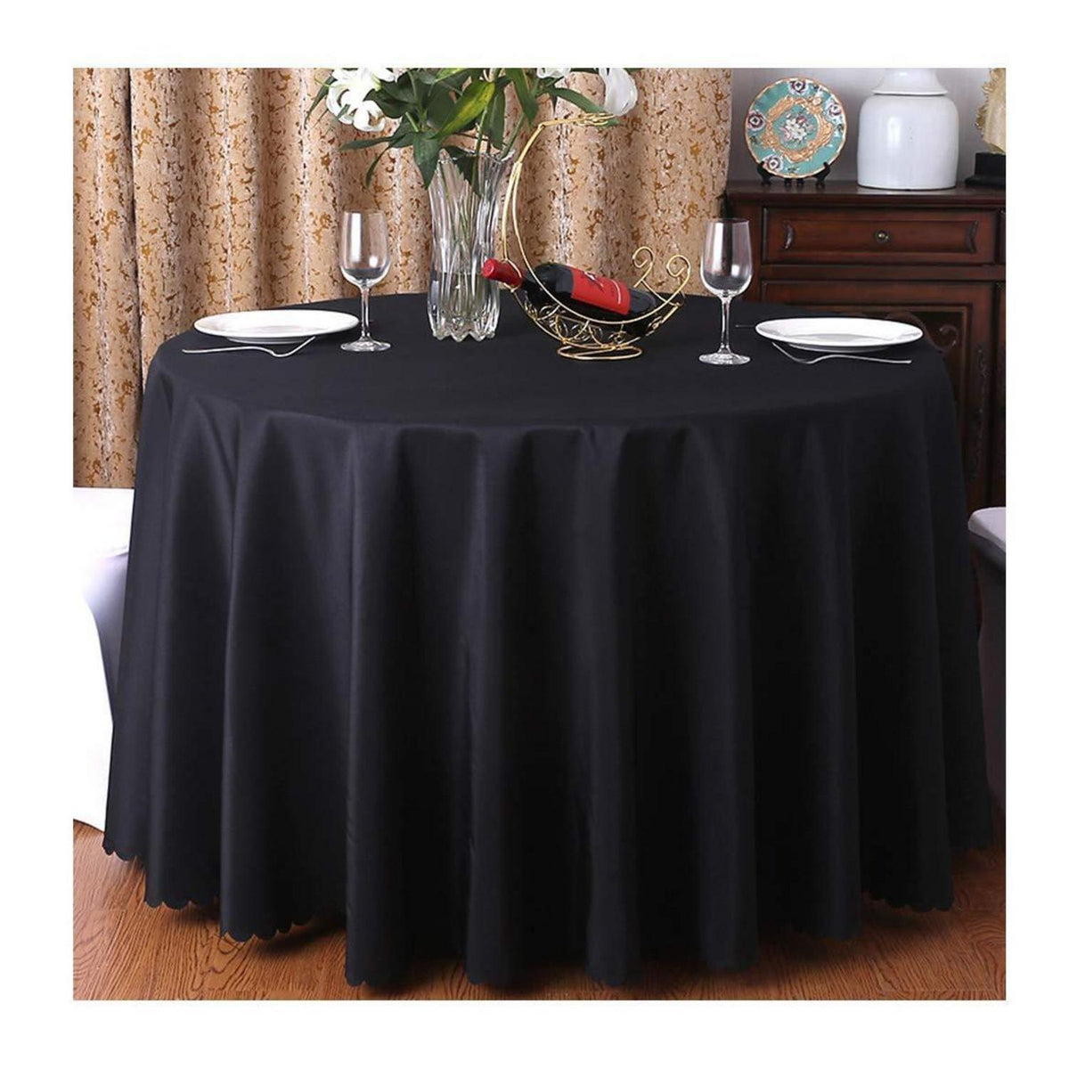 Runde Tischdecke Schwarz 360cm – Hochwertige Tischwäsche für Party & Hochzeit