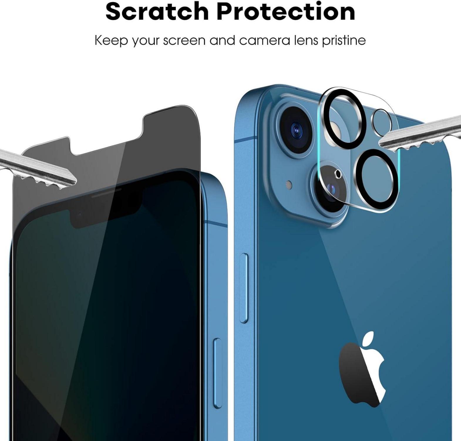 Sichtschutz Schutzfolie für iPhone 13 6,1 Zoll Kamera Anti-Spähen 9H