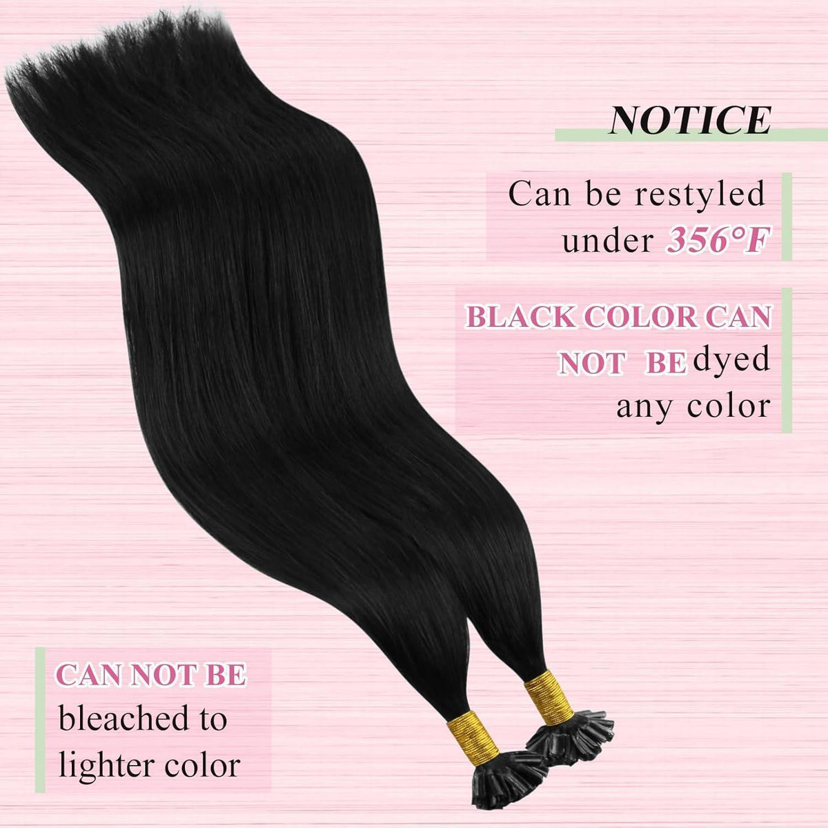 Echthaar Bonding Extensions Schwarz 50cm - Remy Keratin U-Tip