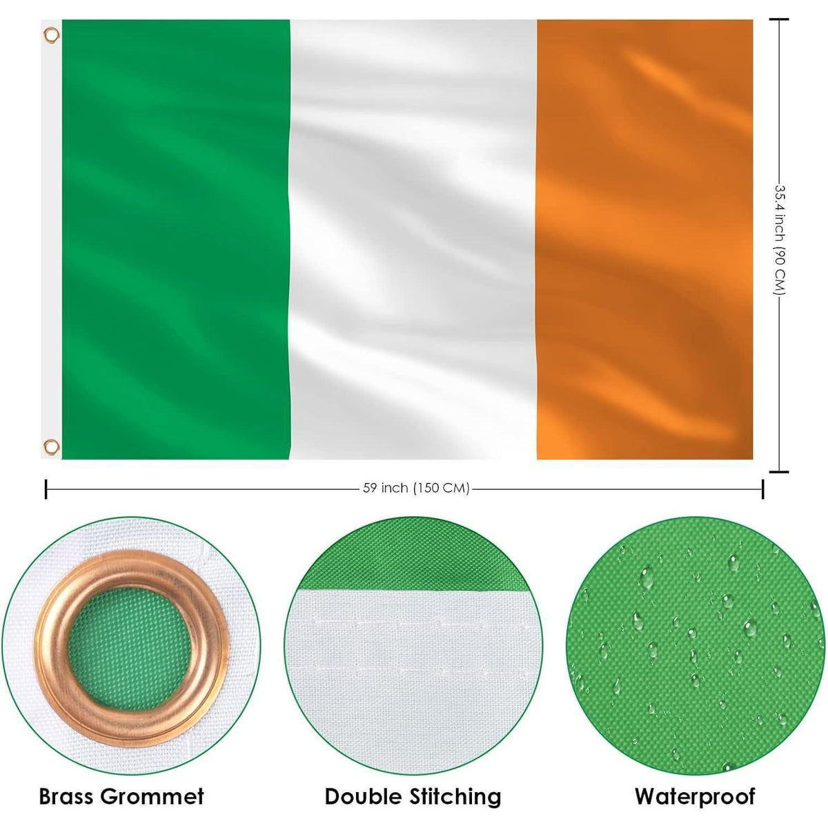Irische Flagge 150x90cm – St. Patrick's Day & Eurovision