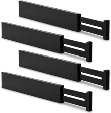 Verstellbare Bambus Schubladentrenner 4er Set Schwarz
