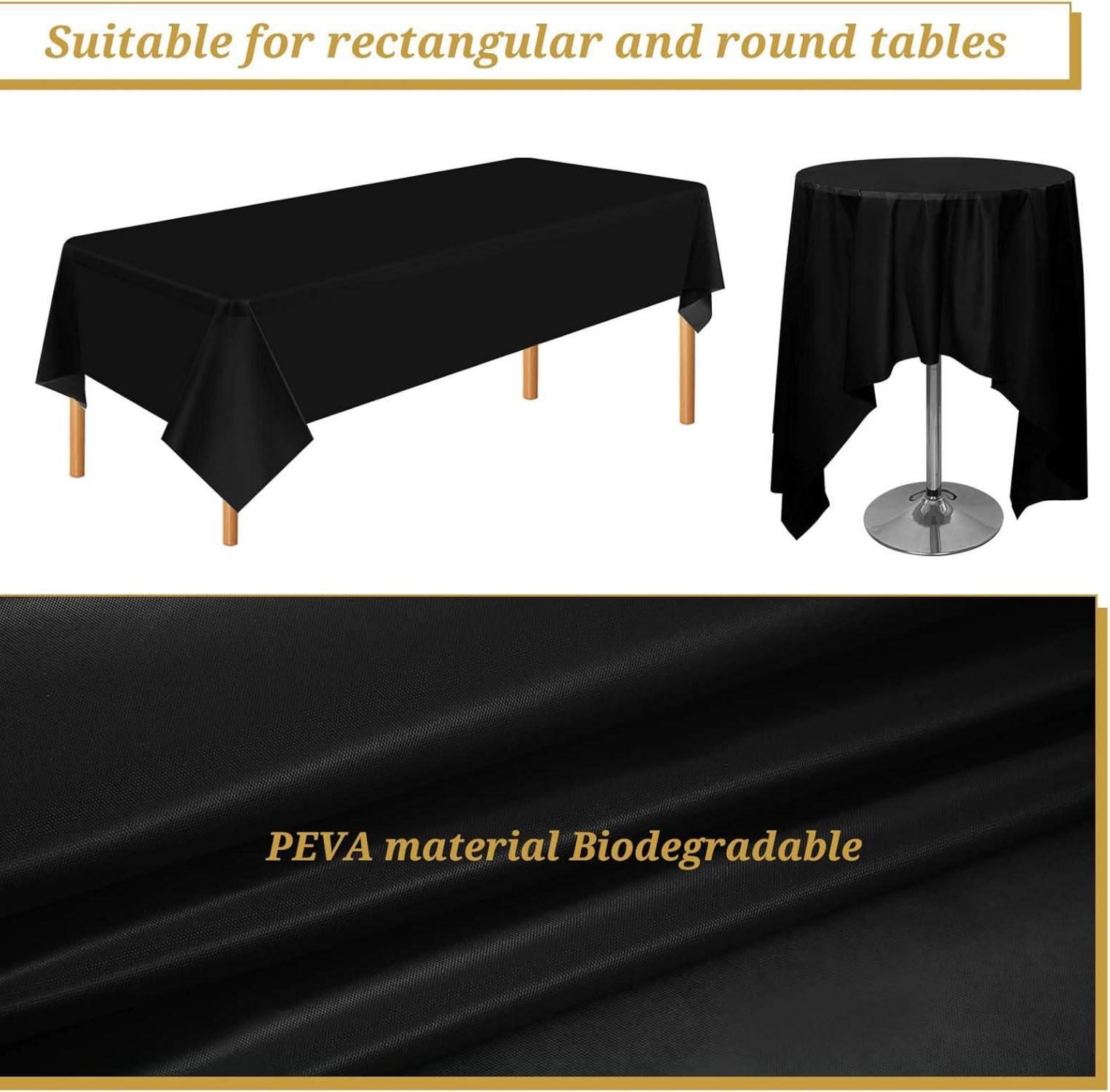 10er Packung Einweg-Tischdecken Schwarz 137x274cm - Premium wasserdichte Kunststoff Tischdecken