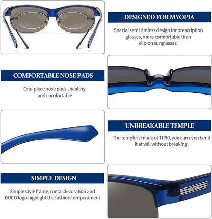 DUCO Polarisierte Überbrille für Brillenträger Blau/Grau 8960