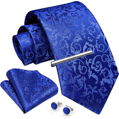 Herren Krawatten Set Blau mit Manschettenknöpfen und