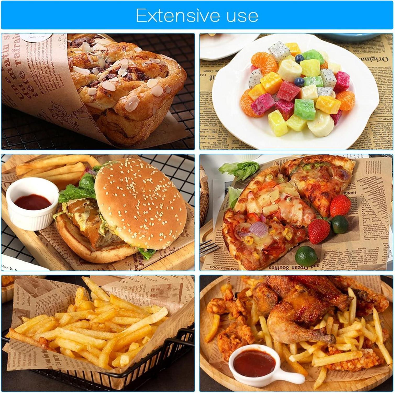 Backpapier für Lebensmittel, Burger, Pommes, klassisches Design