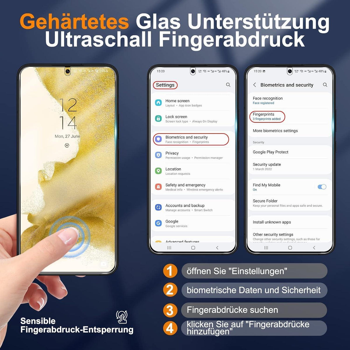 Panzer Schutzfolie für Samsung Galaxy S22 - 5er Set