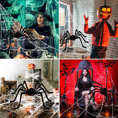 Halloween Deko Outdoor Spinne Gruseliges Riesenspinne Set 127cm mit