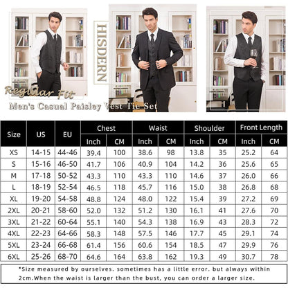 Herren Weste Krawatte Einstecktuch Set Beige Jacquard Seide