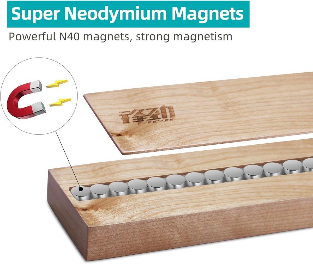 Magnetische Messerstreifen Ahornholz für Küchenmesser Magnet