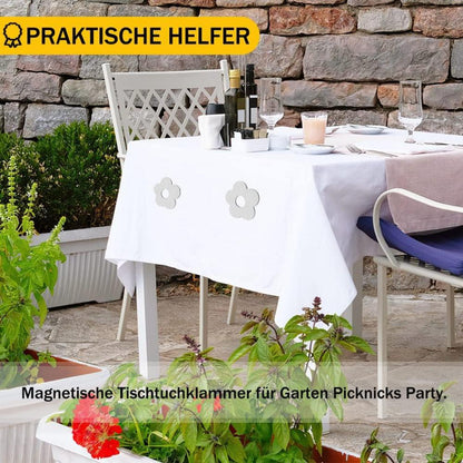 4er Edelstahl Blume Magnetische Tischtuchgewichte Transparent
