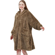Kuschelige Hoodie Decke mit Ärmeln und Kapuze 95x85cm Camel
