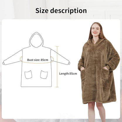Kuschelige Hoodie Decke mit Ärmeln und Kapuze 95x85cm Camel