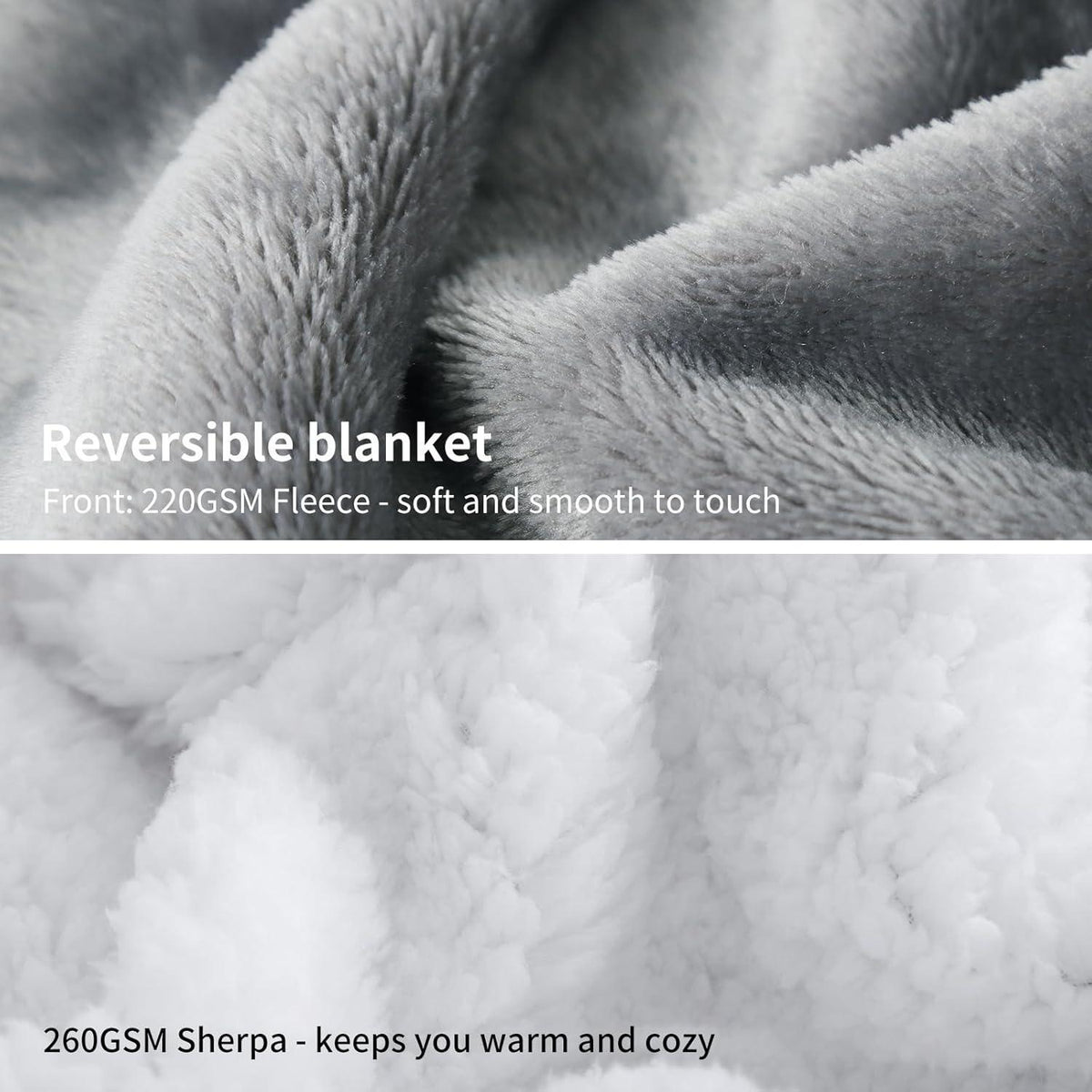 Kuscheldecke Sherpa Fleece Grau 150x200 cm XL Extra Dick