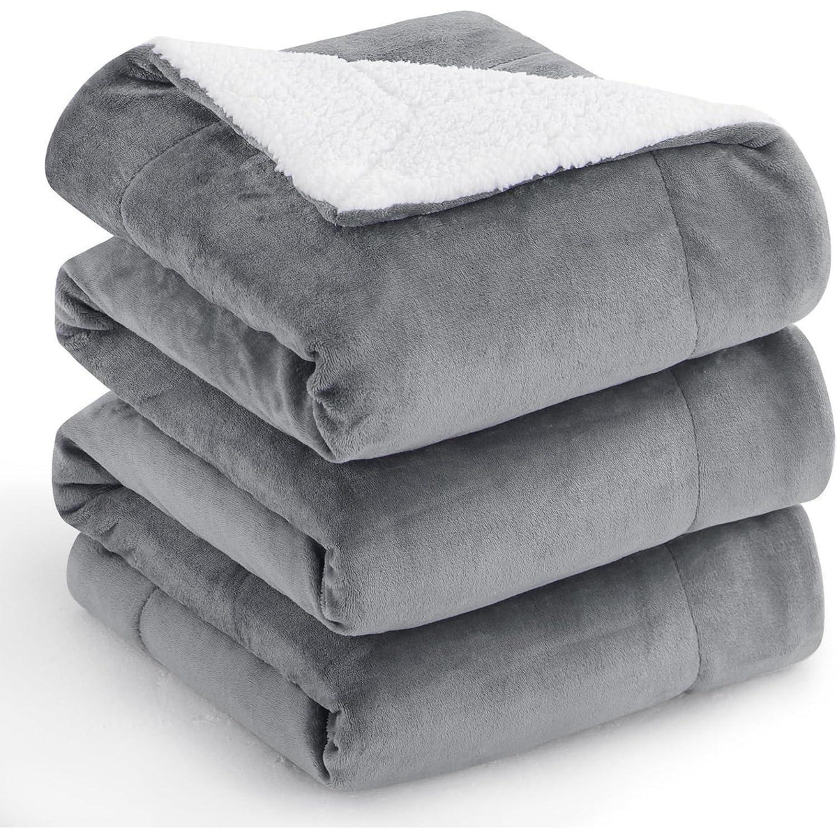 XXL Sherpa Kuscheldecke Grau 220x240 cm Flauschig & Warm