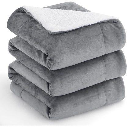XXL Sherpa Kuscheldecke Grau 220x240 cm Flauschig & Warm