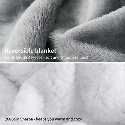 XXL Sherpa Kuscheldecke Grau 220x240 cm Flauschig & Warm