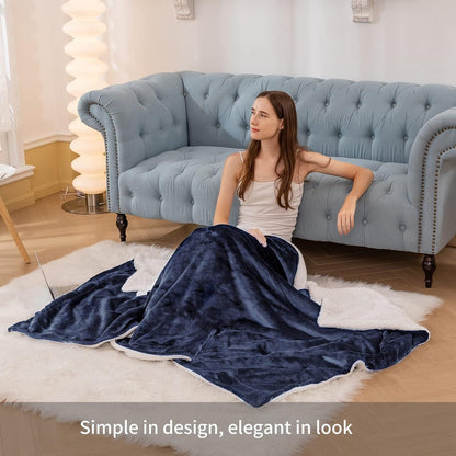 Kuscheldecke Sherpa Fleece Blau 150x200 cm Extra Warm