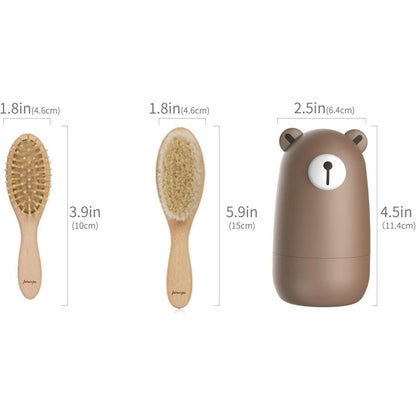 Baby Pflege-Set 6in1 – Natürliche Holzbürste & Nagelpflege