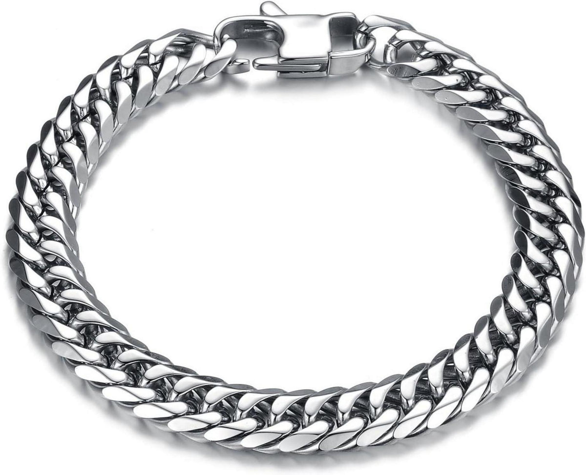 Edelstahl Armband Hip-Hop Rock Band 316L 21cm Silber 1,2cm
