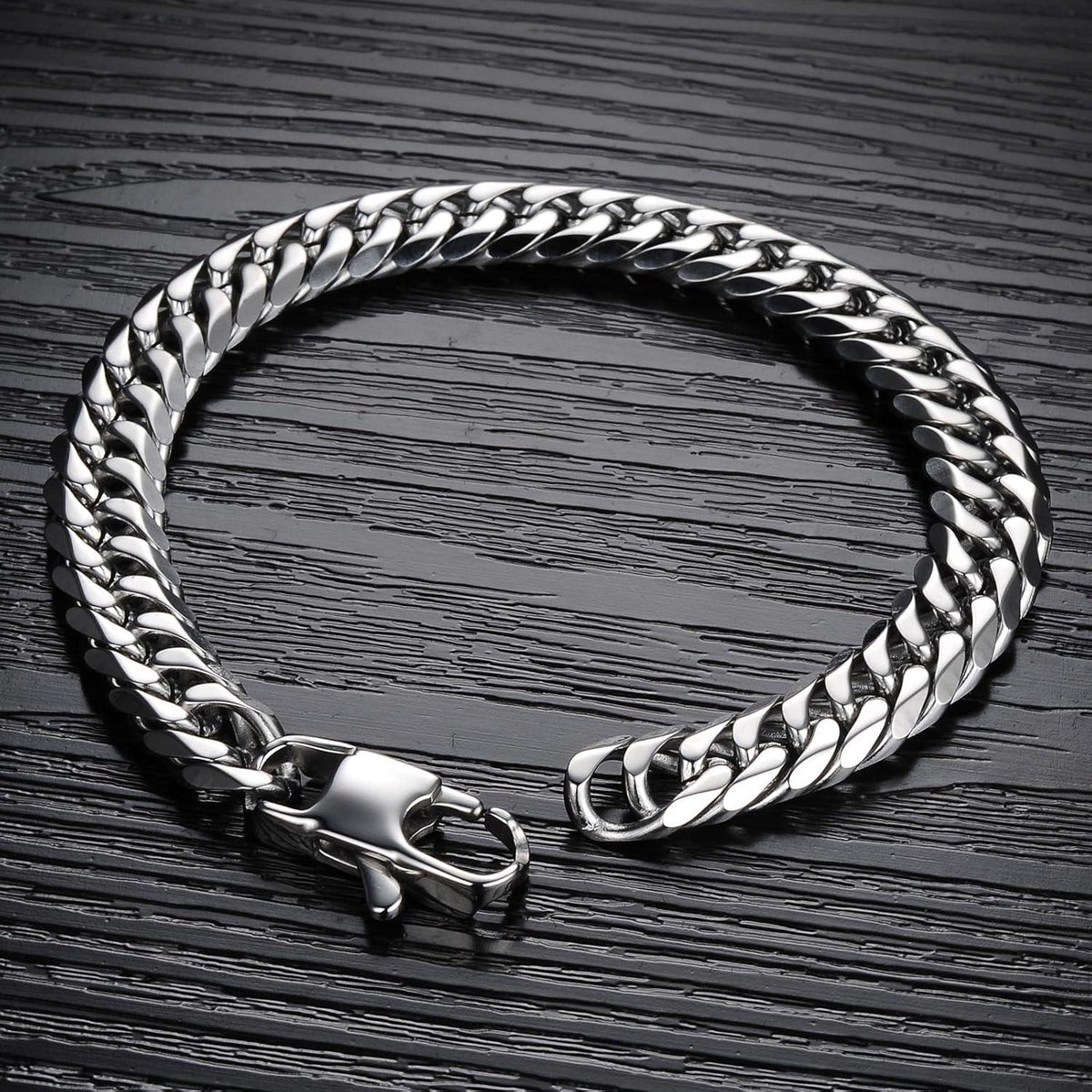 Edelstahl Armband Hip-Hop Rock Band 316L 21cm Silber 1,2cm