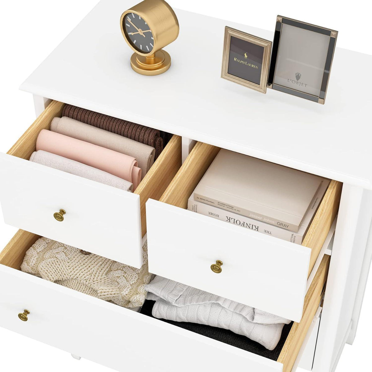 Weiße Kommode mit 5 Schubladen – Modernes Sideboard für Schlafzimmer