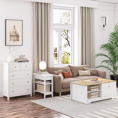 Weiße Kommode mit 5 Schubladen – Modernes Sideboard für Schlafzimmer