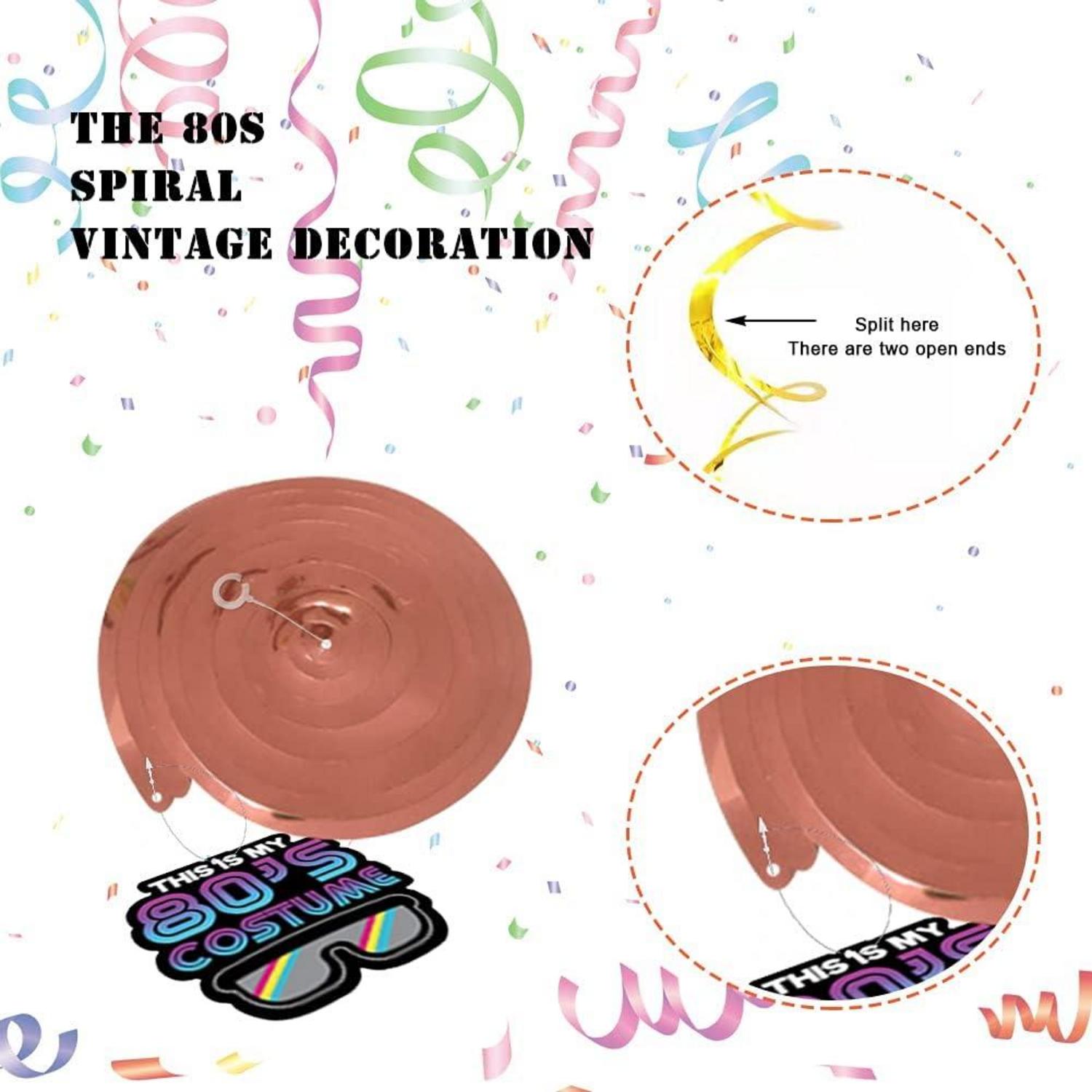 80er Deko Party Luftschlangen Spiralen Set 36 Stück Hippie Rock Neon Disco Retro