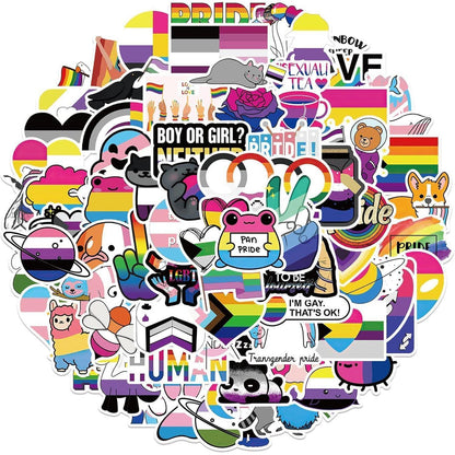 Regenbogen Aufkleber Set – Pride, LGBT, Wasserdicht & Vielfältig