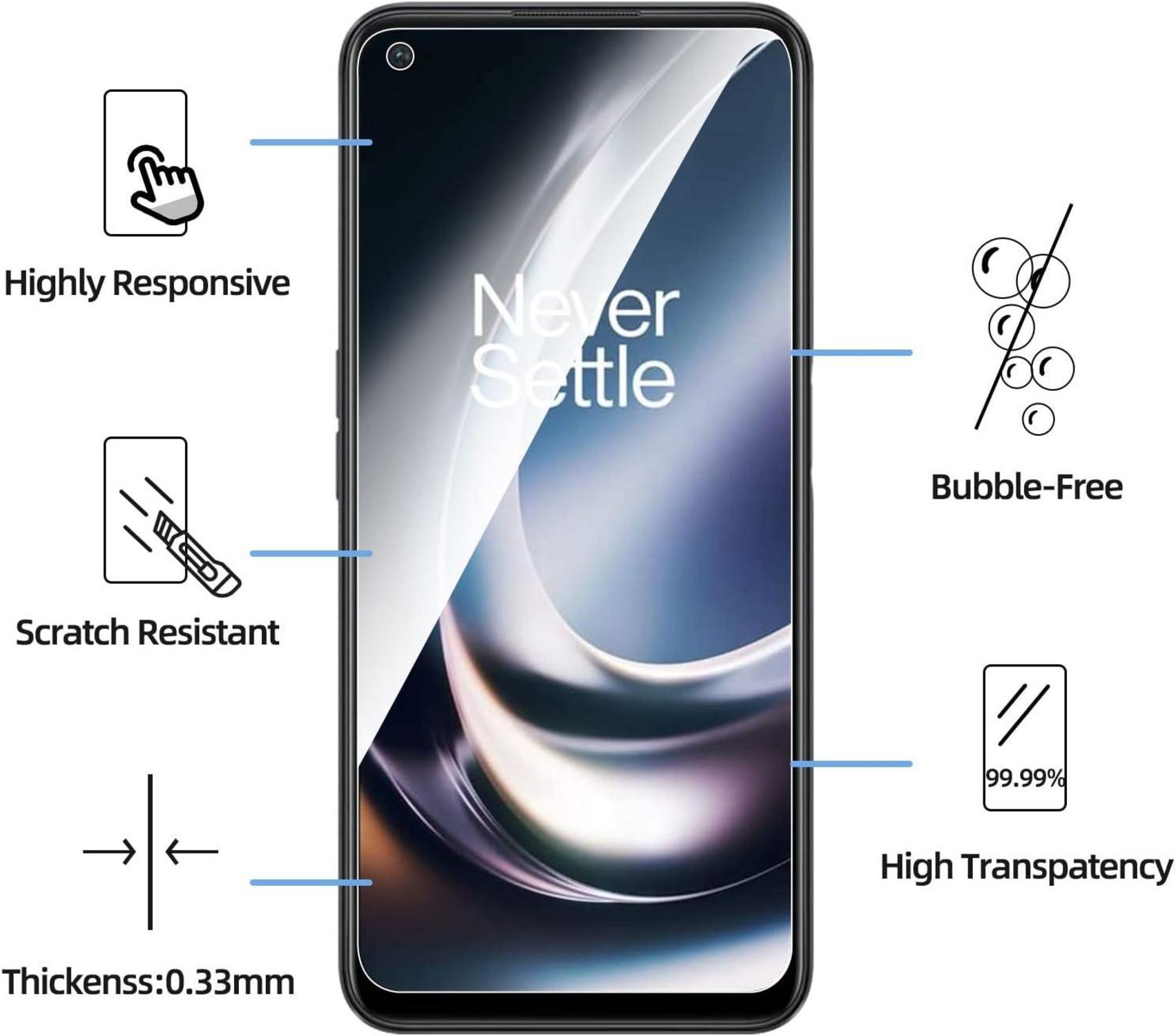 Panzer Schutz Glas für OnePlus Nord CE 2 Lite 5G, 3