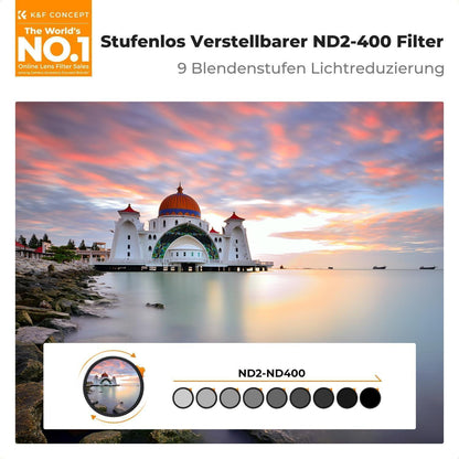 Variabler ND-Filter 86mm ND2-400 mit Tasche