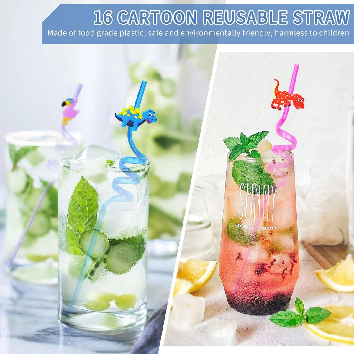 Strohhalme Plastik Kinder 16 Stück Meerjungfrau Trinkhalme Cocktail
