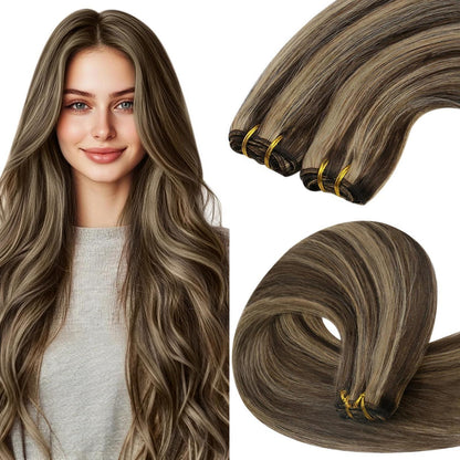 Dunkelbraune Echthaar Tressen – 55cm Weaving Hair Extensions