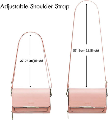 Kleine Damen PU Leder Handy Umhängetasche Crossbody A-nacktes Rosa