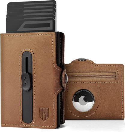 RFID Kartenetui Herren Braun Slim Wallet 7+ Karten Pop Up