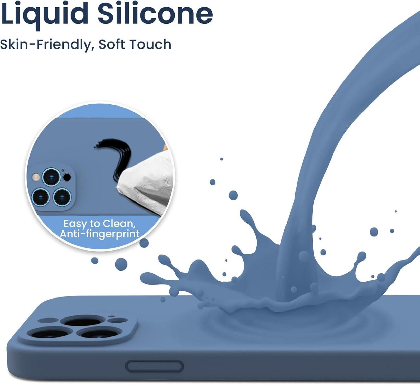 iPhone 13 Pro Max Hülle Silikon Case 2x Schutzfolie stoßfest Blau