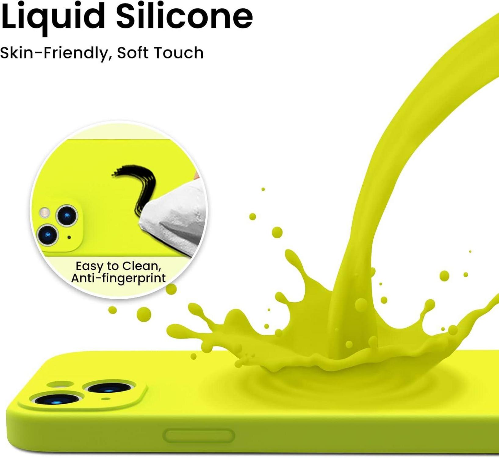 iPhone 13 Hülle Silikon Stoßfest Schutzfolie Set Grün