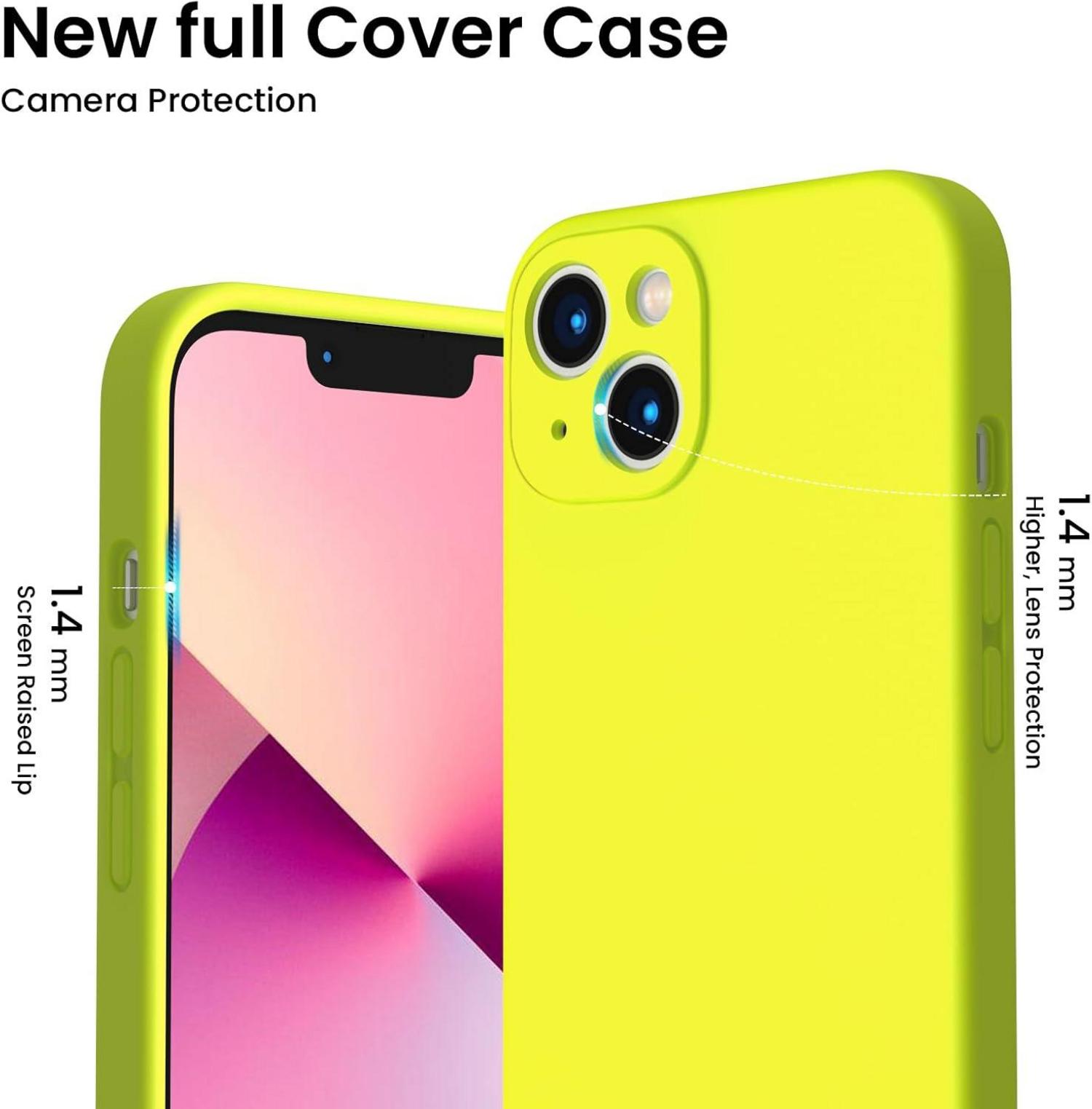 iPhone 13 Hülle Silikon Case Schutzfolie Rundumschutz Fluoreszierendes Grün