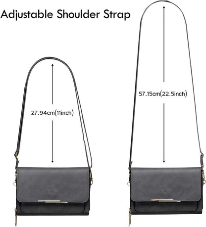 Handy Umhängetasche Damen PU Leder Crossbody Ölwachs-dunkelgrau